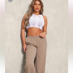 White Didtressed Ladder Knit Top